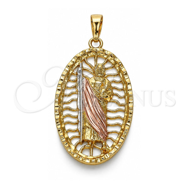 Dije Religioso 05.351.0021 Oro Laminado, Diseño de San Judas, Pulido, Tres Tonos