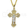 Dije Religioso 05.351.0023 Oro Laminado, Diseño de Crucifijo, Pulido, Tres Tonos