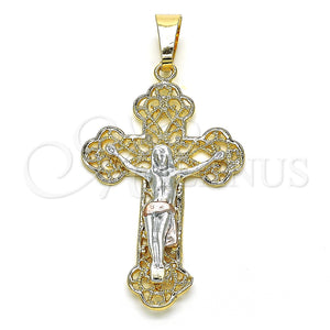 Dije Religioso 05.351.0023 Oro Laminado, Diseño de Crucifijo, Pulido, Tres Tonos