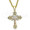 Dije Religioso 05.351.0025.1 Oro Laminado, Diseño de Crucifijo, Pulido, Tres Tonos