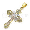 Dije Religioso 05.351.0025.1 Oro Laminado, Diseño de Crucifijo, Pulido, Tres Tonos