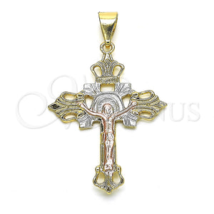 Dije Religioso 05.351.0025.1 Oro Laminado, Diseño de Crucifijo, Pulido, Tres Tonos