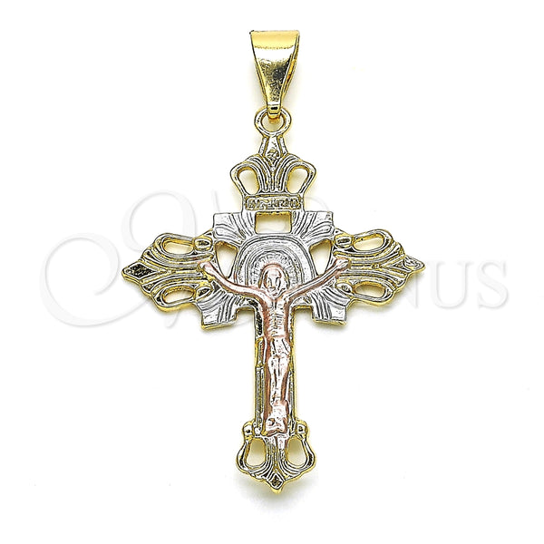Dije Religioso 05.351.0025.1 Oro Laminado, Diseño de Crucifijo, Pulido, Tres Tonos