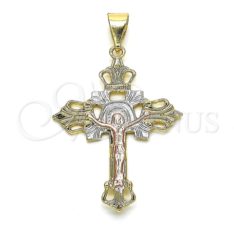 Dije Religioso 05.351.0025.1 Oro Laminado, Diseño de Crucifijo, Pulido, Tres Tonos