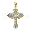Dije Religioso 05.351.0025.1 Oro Laminado, Diseño de Crucifijo, Pulido, Tres Tonos