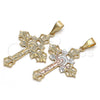 Dije Religioso 05.351.0025.1 Oro Laminado, Diseño de Crucifijo, Pulido, Tres Tonos