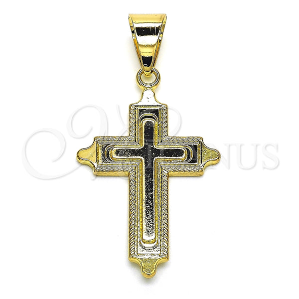 Dije Religioso 05.213.0068 Oro Laminado, Diseño de Cruz, Pulido, Tono Dorado