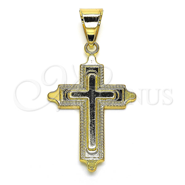 Dije Religioso 05.213.0068 Oro Laminado, Diseño de Cruz, Pulido, Tono Dorado