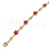 Pulsera Elegante 03.213.0015.6.08 Oro Laminado, Diseño de Flor, Esmaltado Rojo, Tono Dorado (08 MM Thickness, 8 Inches Length)