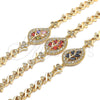Pulsera Elegante 03.210.0121.07 Oro Laminado, Diseño de Oja y Corazón, con Granate and Blanca Zirconia Cubica, Pulido, Tono Dorado (07 MM Thickness, 7 Inches Length)