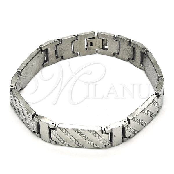 Pulsera Solida 03.114.0330.08 Acero Inoxidable, Pulido, Tono Plateado (12 MM Thickness, 8 Inches Length)