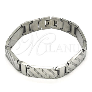Pulsera Solida 03.114.0330.08 Acero Inoxidable, Pulido, Tono Plateado (12 MM Thickness, 8 Inches Length)