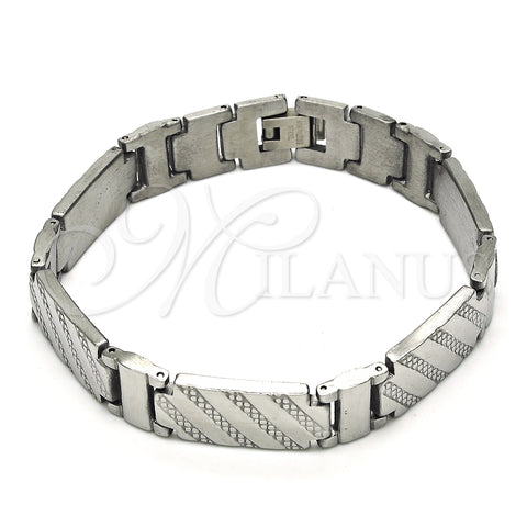 Pulsera Solida 03.114.0330.08 Acero Inoxidable, Pulido, Tono Plateado (12 MM Thickness, 8 Inches Length)