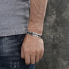 Pulsera Solida 03.114.0311.1.09 Acero Inoxidable, Diseño de Llave Griega, Pulido, Rodinado Negro (12 MM Thickness, 9 Inches Length)