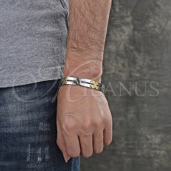 Pulsera Solida 03.114.0283.1.08 Acero Inoxidable, Pulido, Dos Tonos (12 MM Thickness, 8 Inches Length)