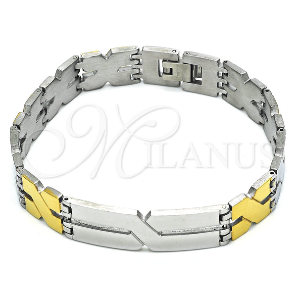 Pulsera Solida 03.114.0283.1.08 Acero Inoxidable, Pulido, Dos Tonos (12 MM Thickness, 8 Inches Length)