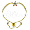 Pulsera Bolo Ajustable 03.341.0001.10 Oro Laminado, Diseño de Estrella, con Multicolor Zirconia Cubica, Pulido, Tono Dorado (01 MM Thickness, 10 Inches Length)