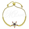 Pulsera Bolo Ajustable 03.341.0001.10 Oro Laminado, Diseño de Estrella, con Multicolor Zirconia Cubica, Pulido, Tono Dorado (01 MM Thickness, 10 Inches Length)