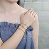 Pulsera Bolo Ajustable 03.341.0005.11 Oro Laminado, Diseño de Baguette, con Multicolor Zirconia Cubica and Blanca Micro Pave, Pulido, Tono Dorado (01 MM Thickness, 11 Inches Length)