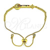 Pulsera Bolo Ajustable 03.341.0006.11 Oro Laminado, Diseño de Luna y Baguette, con Multicolor Zirconia Cubica, Pulido, Tono Dorado (01 MM Thickness, 11 Inches Length)