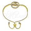 Pulsera Bolo Ajustable 03.341.0007.11 Oro Laminado, Diseño de Águila, con Multicolor Zirconia Cubica, Pulido, Tono Dorado (01 MM Thickness, 11 Inches Length)