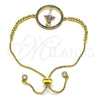 Pulsera Bolo Ajustable 03.341.0008.10 Oro Laminado, con Multicolor Micro Pave, Pulido, Tono Dorado (01 MM Thickness, 10 Inches Length)