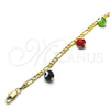Pulsera de Dije 03.63.2070.2.08 Oro Laminado, Diseño de Ojo Griego, Pulido Multicolor, Tono Dorado (04 MM Thickness, 8 Inches Length)