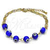 Pulsera Elegante 03.63.2071.2.07 Oro Laminado, Diseño de Ojo Griego, Pulido Azul, Tono Dorado (04 MM Thickness, 7 Inches Length)