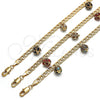 Pulsera de Dije 03.63.2074.08 Oro Laminado, con Granate and Blanca Cristal, Pulido, Tono Dorado (05 MM Thickness, 8 Inches Length)