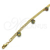 Pulsera de Dije 03.63.2074.1.08 Oro Laminado, con Multicolor Cristal, Pulido, Tono Dorado (05 MM Thickness, 8 Inches Length)