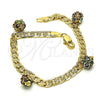 Pulsera de Dije 03.63.2074.1.08 Oro Laminado, con Multicolor Cristal, Pulido, Tono Dorado (05 MM Thickness, 8 Inches Length)