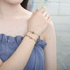 Pulsera Elegante 03.63.2075.08 Oro Laminado, con Granate and Blanca Cristal, Pulido, Tono Dorado (04 MM Thickness, 8 Inches Length)