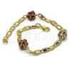 Pulsera Elegante 03.63.2075.08 Oro Laminado, con Granate and Blanca Cristal, Pulido, Tono Dorado (04 MM Thickness, 8 Inches Length)