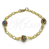 Pulsera Elegante 03.63.2075.1.08 Oro Laminado, con Multicolor Cristal, Pulido, Tono Dorado (04 MM Thickness, 15 Inches Length)