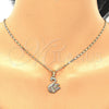 Juego de Arete y Dije de Adulto 10.316.0039 Oro Laminado, Diseño de Cisne, con Multicolor Micro Pave, Pulido, Tono Dorado