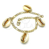 Pulsera de Dije 03.63.2077.08 Oro Laminado, Diseño de Concha, Pulido, Tono Dorado (04 MM Thickness, 8 Inches Length)
