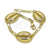 Pulsera Elegante 03.63.2079.08 Oro Laminado, Diseño de Concha, Pulido, Tono Dorado (04 MM Thickness, 8 Inches Length)
