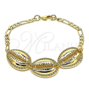 Pulsera Elegante 03.63.2080.07 Oro Laminado, Diseño de Concha, Pulido, Tono Dorado (04 MM Thickness, 7 Inches Length)
