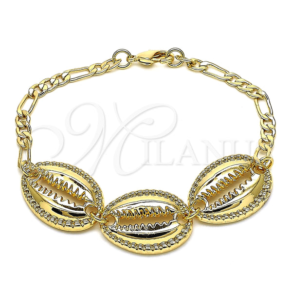 Pulsera Elegante 03.63.2080.07 Oro Laminado, Diseño de Concha, Pulido, Tono Dorado (04 MM Thickness, 7 Inches Length)