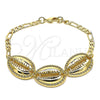 Pulsera Elegante 03.63.2080.07 Oro Laminado, Diseño de Concha, Pulido, Tono Dorado (04 MM Thickness, 7 Inches Length)