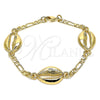 Pulsera Elegante 03.63.2081.08 Oro Laminado, Diseño de Concha, Pulido, Tono Dorado (04 MM Thickness, 8 Inches Length)