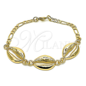 Pulsera Elegante 03.63.2082.07 Oro Laminado, Diseño de Concha, Pulido, Tono Dorado (04 MM Thickness, 7 Inches Length)