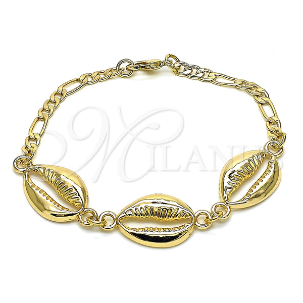 Pulsera Elegante 03.63.2082.07 Oro Laminado, Diseño de Concha, Pulido, Tono Dorado (04 MM Thickness, 7 Inches Length)