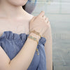 Pulsera Bolo Ajustable 03.316.0042.11 Oro Laminado, Diseño de Niñito Pequeño y Niñita Pequeña, con Turquoise Micro Pave, Pulido, Tono Dorado (01 MM Thickness, 11 Inches Length)