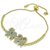 Pulsera Bolo Ajustable 03.316.0042.11 Oro Laminado, Diseño de Niñito Pequeño y Niñita Pequeña, con Turquoise Micro Pave, Pulido, Tono Dorado (01 MM Thickness, 11 Inches Length)