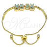 Pulsera Bolo Ajustable 03.316.0042.11 Oro Laminado, Diseño de Niñito Pequeño y Niñita Pequeña, con Turquoise Micro Pave, Pulido, Tono Dorado (01 MM Thickness, 11 Inches Length)