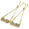 Pulsera Bolo Ajustable 03.316.0042.11 Oro Laminado, Diseño de Niñito Pequeño y Niñita Pequeña, con Turquoise Micro Pave, Pulido, Tono Dorado (01 MM Thickness, 11 Inches Length)