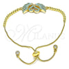 Pulsera Bolo Ajustable 03.316.0049.10 Oro Laminado, Diseño de Cisne, con Turquoise Micro Pave and Granate Zirconia Cubica, Pulido, Tono Dorado (01 MM Thickness, 10 Inches Length)