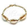 Pulsera Elegante 03.63.2082.08 Oro Laminado, Diseño de Concha, Pulido, Tono Dorado (04 MM Thickness, 8 Inches Length)
