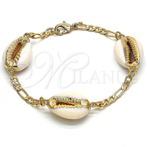 Pulsera Elegante 03.63.2083.08 Oro Laminado, Diseño de Concha, Pulido, Tono Dorado (04 MM Thickness, 8 Inches Length)